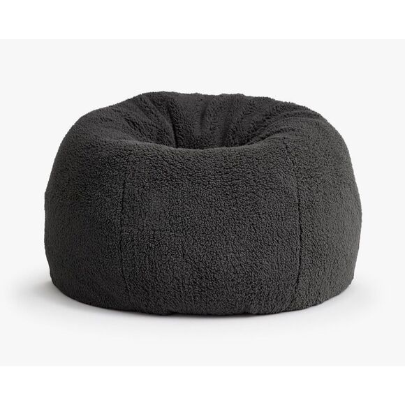 Pottery Barn Teen Sherpa Charcoal Bean Bag Chair Slipcover Large - Picture 3 of 7